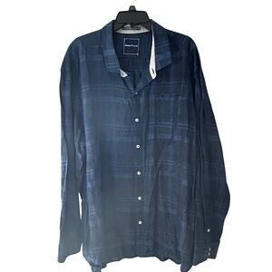 Tommy Bahama Linen Blend Long Sleeve Plaid Button-up, Sz 3XL